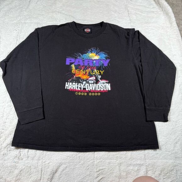 Vintage Harley Davidson 2003 Party of the Century Long Sleeve Tee T Shirt - Picture 1 of 6